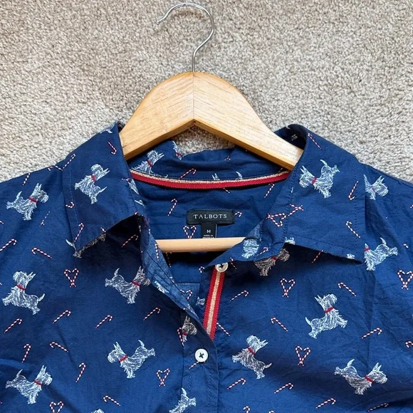 Talbots Christmas holiday button down - Picture 1 of 6
